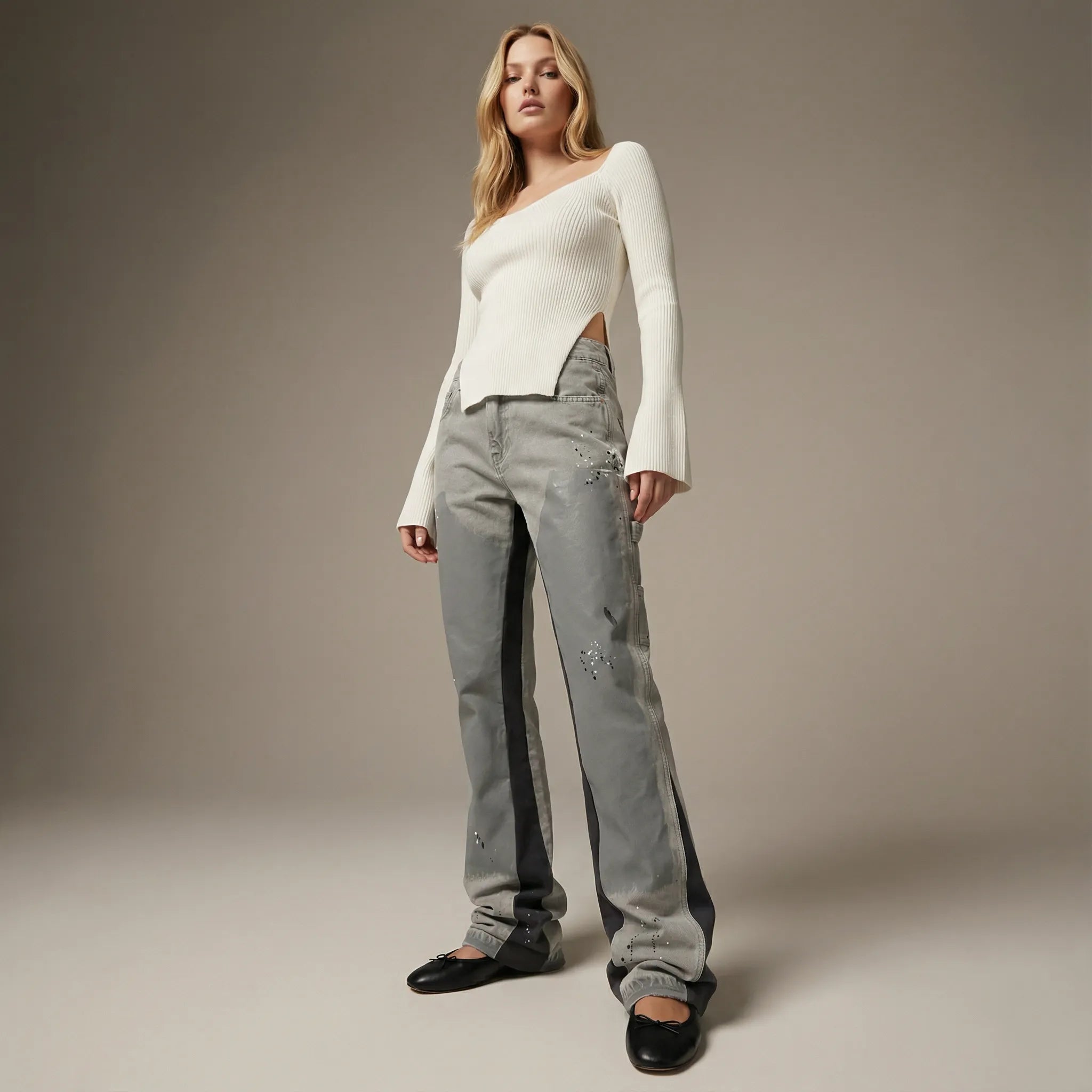 Schlaghose für Damen aus Denim im Carpetener-Stil