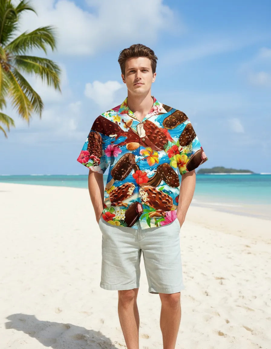 Buntes Kurzarmhemd für Herren mit Allover-Print und bequemer Passform