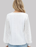 Spitzenbluse für Damen mit V-Ausschnitt und langen Ärmeln