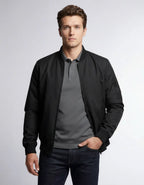 Leichte Bomberjacke für Herren mit Rippbündchen und kragenlosem Design