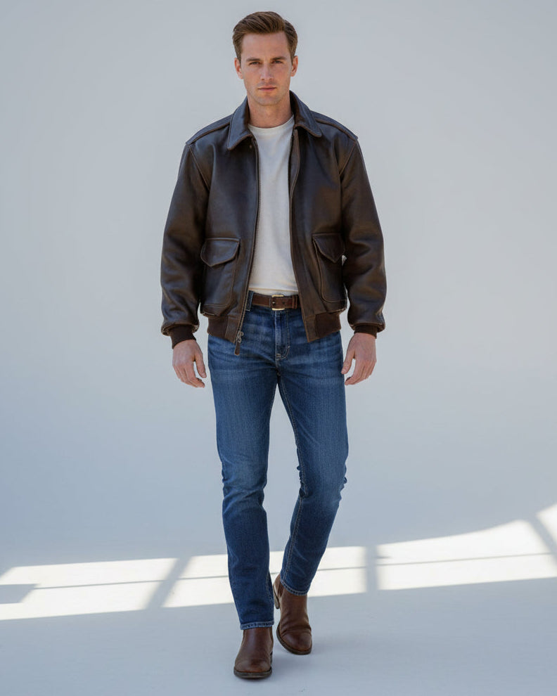 Bomberjacke für Herren mit Coating und klassischem Kragen