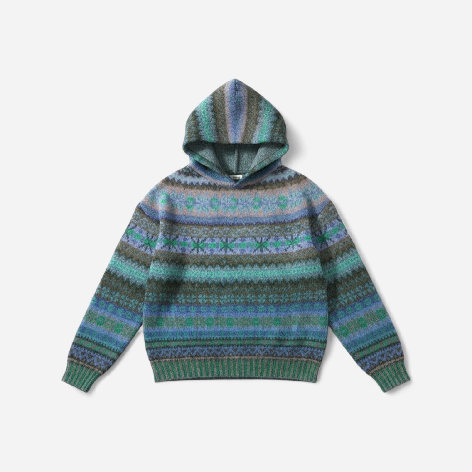 Damenpullover mit Kapuze im Norweger-Muster