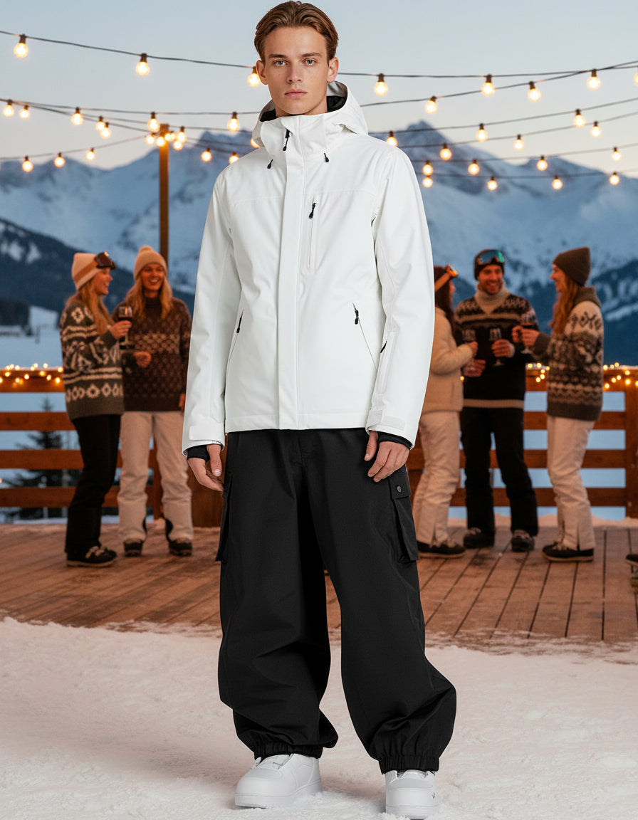 Baggy Skihose mit elastischen Beinabschlüssen und Cargo-Taschen – geeignet für Ski & Snowboard