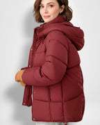 Kurze Steppjacke für Damen mit Kapuze und geradem Schnitt