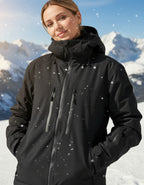 Unisex Skijacke mit Kapuze und zwei Brusttaschen mit Reißverschluss