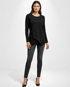 Elegantes Langarmshirt Damen mit Asymmetrischem Saum