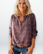 Bluse für Damen im Vintage-Stil mit Halbknopfleiste