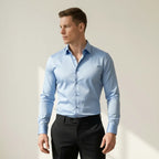 Bügelfreies Slim-Fit langarm Hemd für Herren mit Kragen in einfarbigem Design