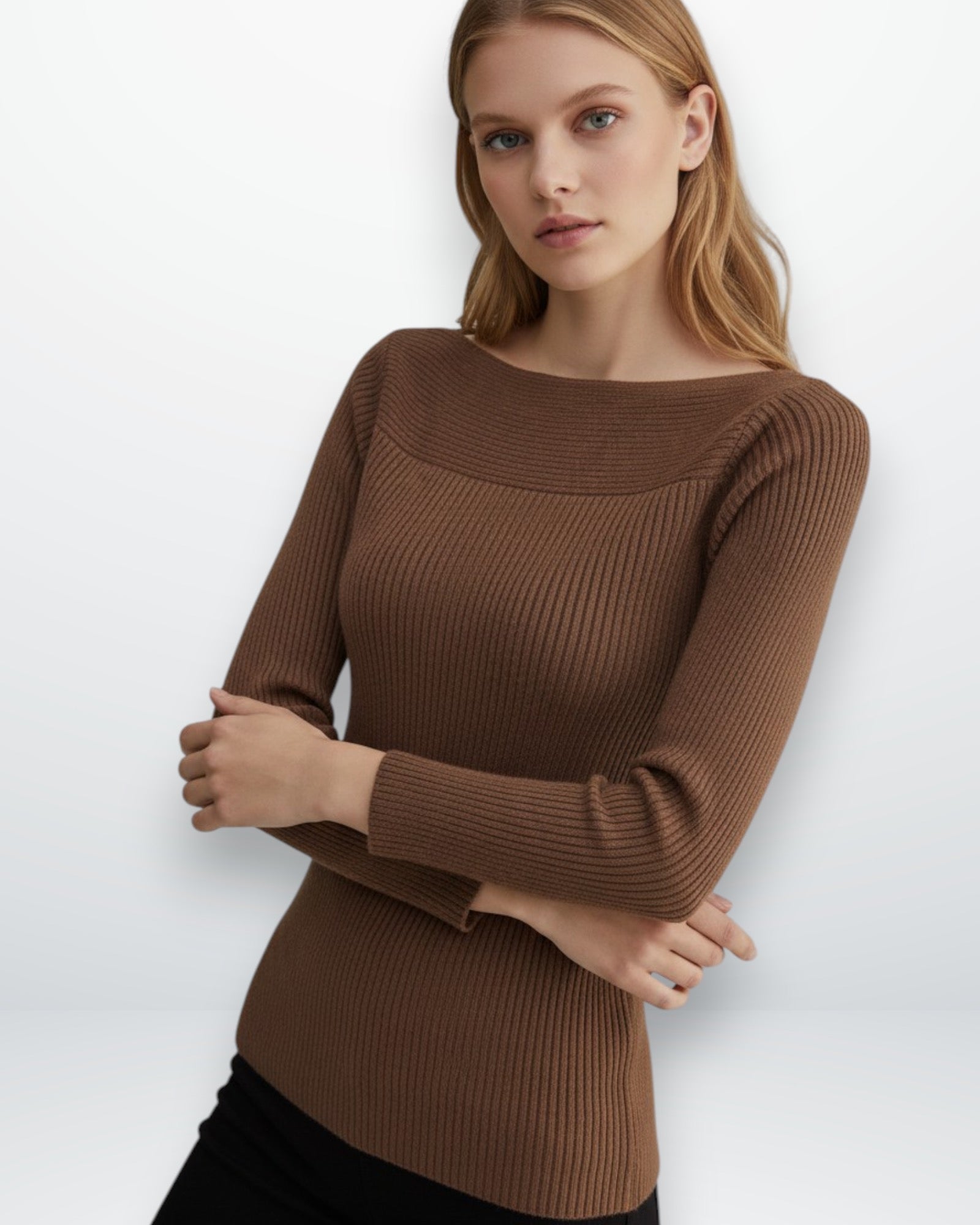 Pullover für Damen mit U-Boot-Ausschnitt und Slim Fit