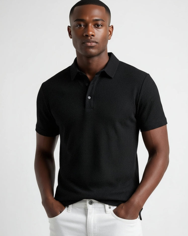 T-Shirt für Herren mit halber Knopfleiste und Polokragen