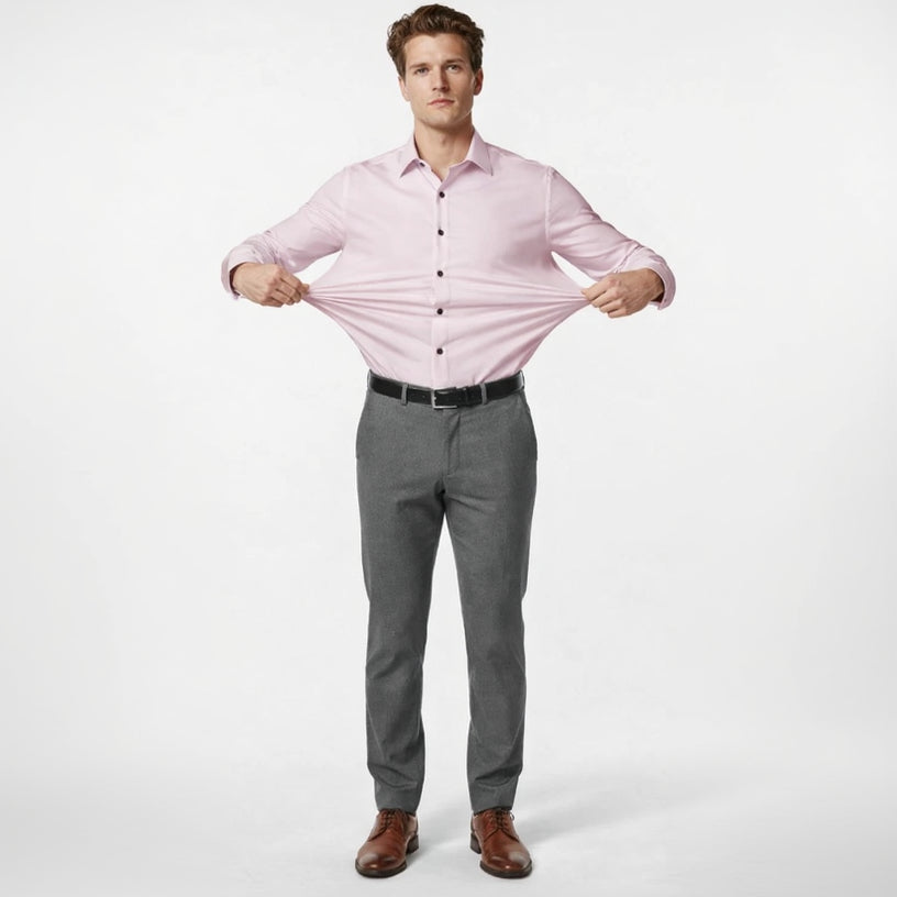 Langarm Stretchhemd für Herren im Slim Fit mit klassischem Kragen und einfarbigem Design