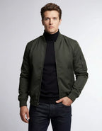 Leichte Bomberjacke für Herren mit Rippbündchen und kragenlosem Design