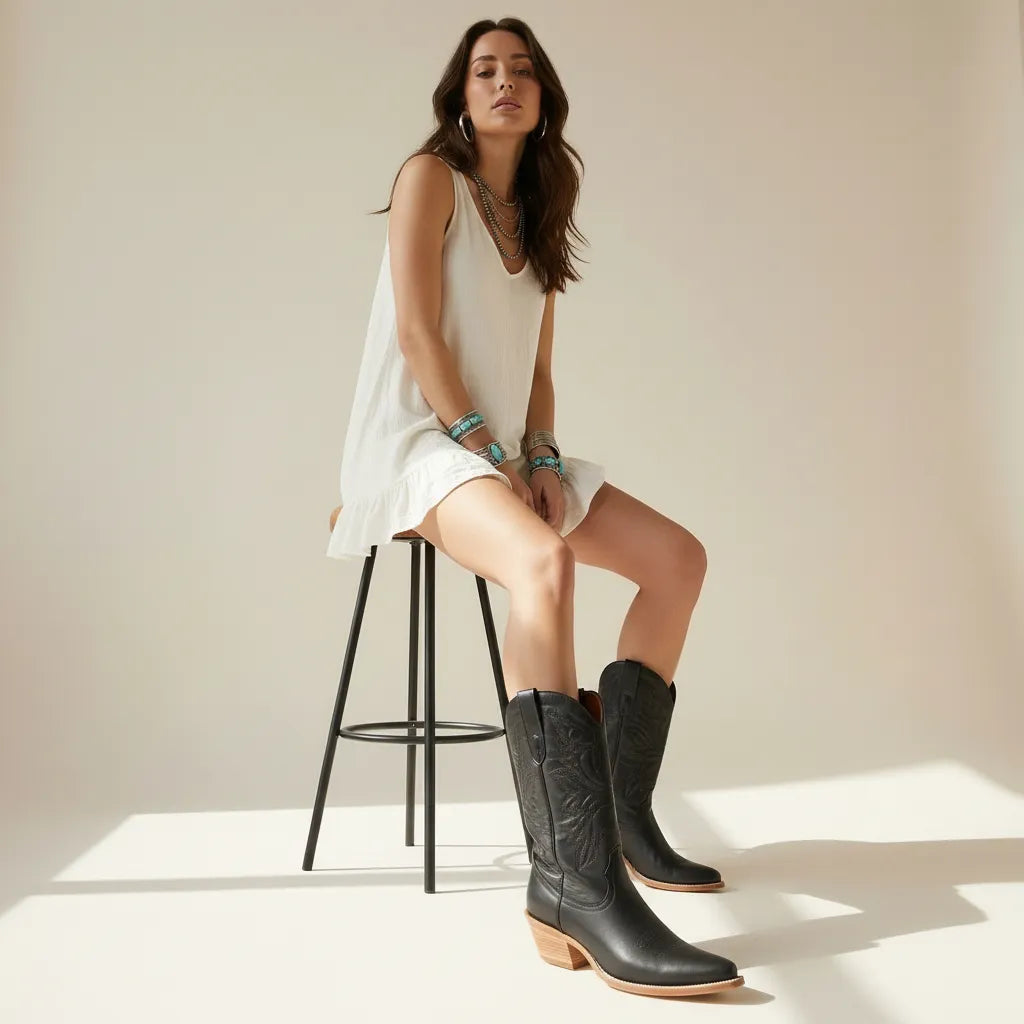 Metallische Cowboy-Stiefel für Damen im modernen Design