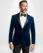 Samtblazer für Herren mit tailliertem Schnitt und Satin-Details