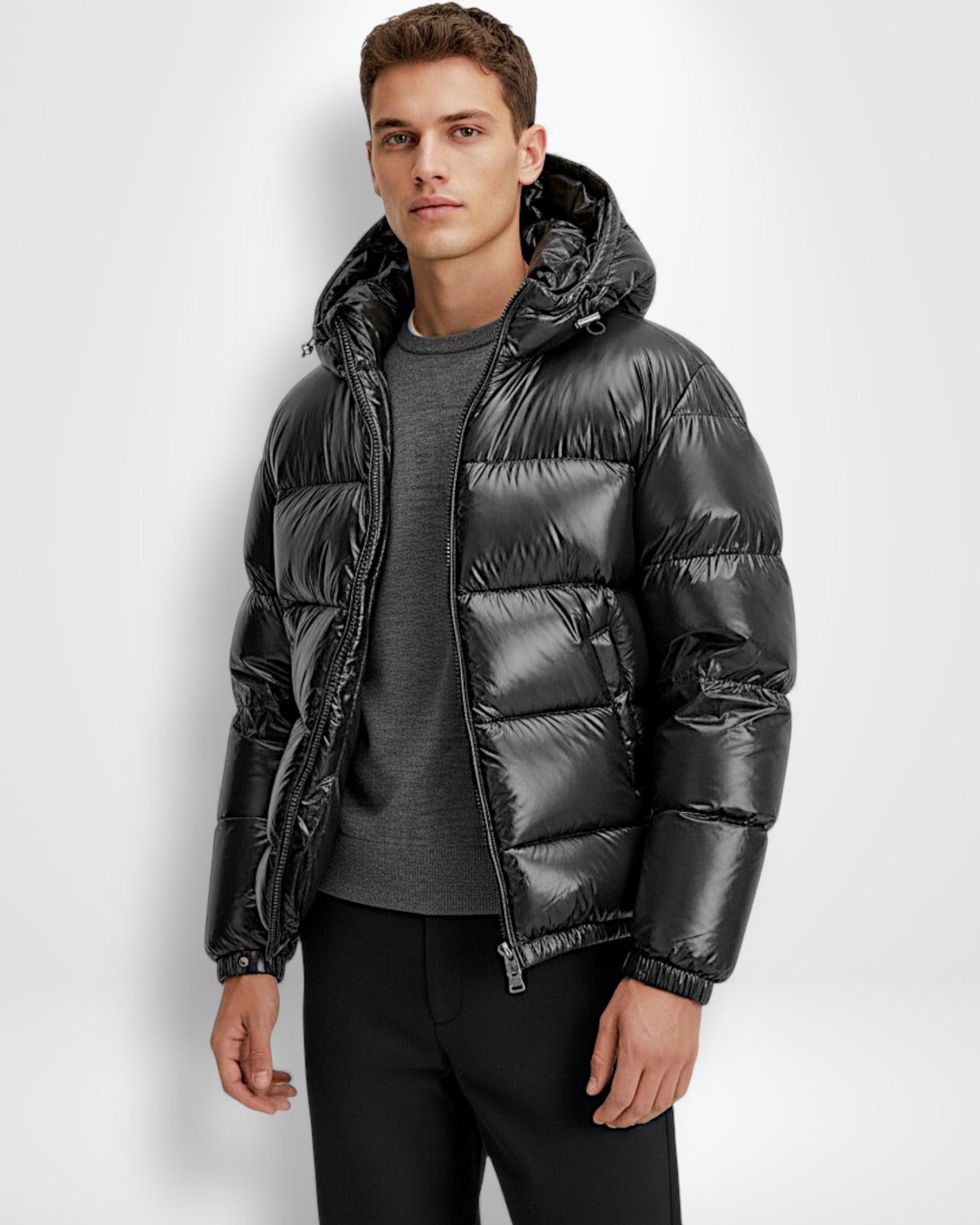 Unisex Pufferjacke in mittellanger Passform mit integrierter Kapuze