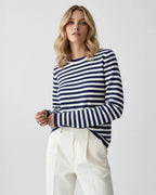 Gestreiftes Langarmshirt für Damen mit Rundhalsausschnitt