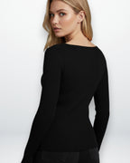 Slim Fit Strickpullover für Damen mit tiefem Rundhalsausschnitt