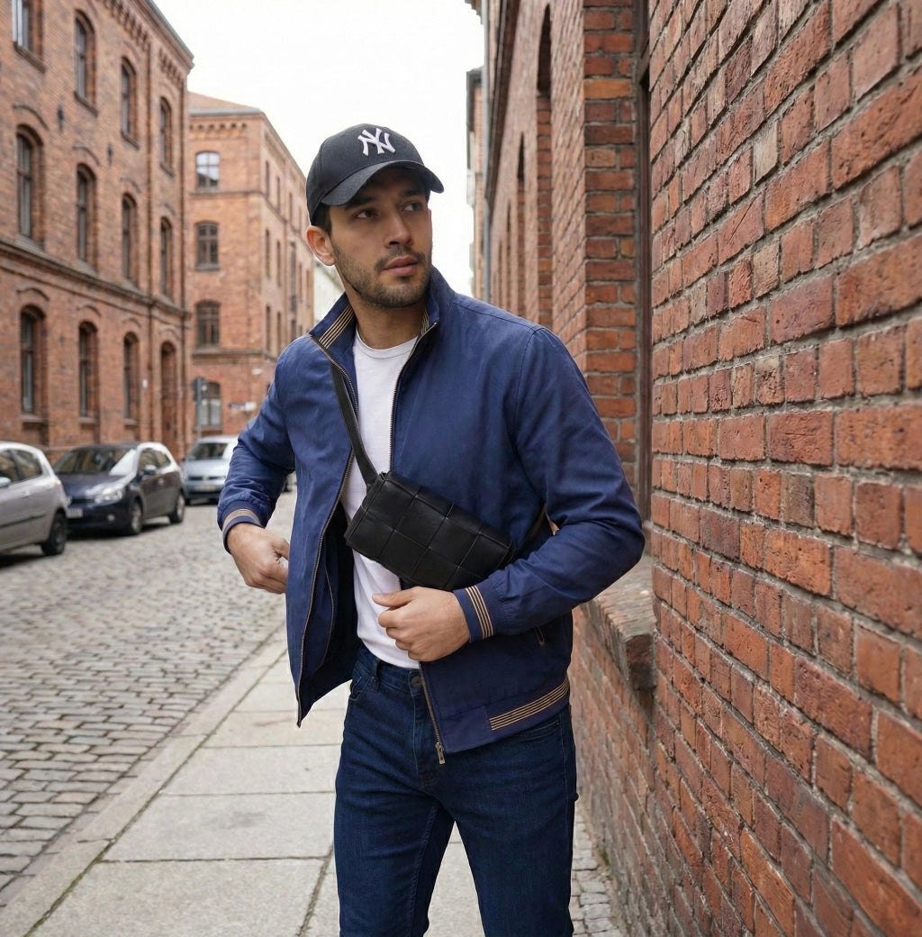 Blouson für Herren in Regular Fit mit Frontreißverschluss und Stehkragen