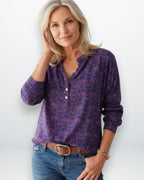 Bluse für Damen im Vintage-Stil mit Halbknopfleiste