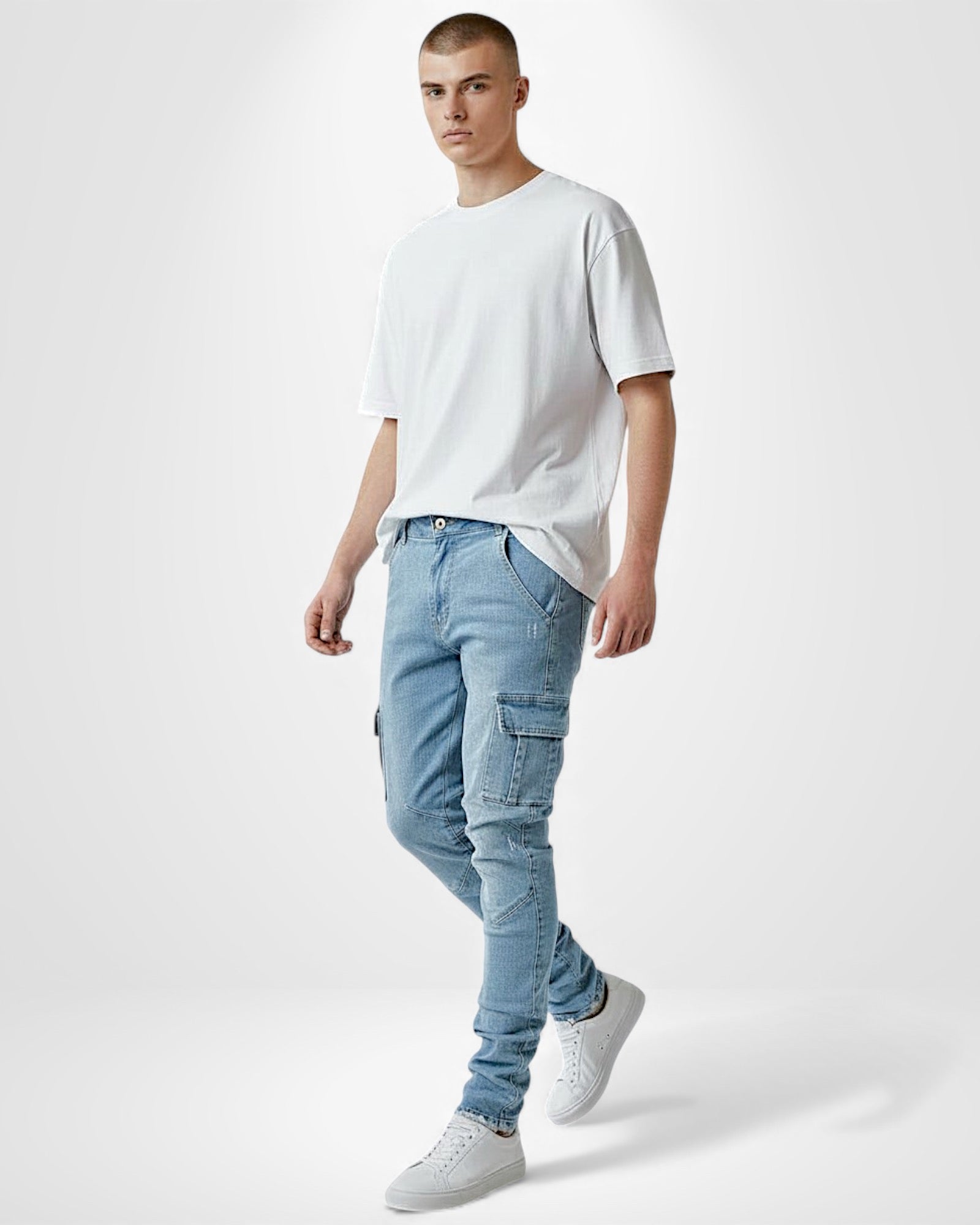 Slim-Fit Cargo Jeans für Herren mit Multifunktionalen Taschen
