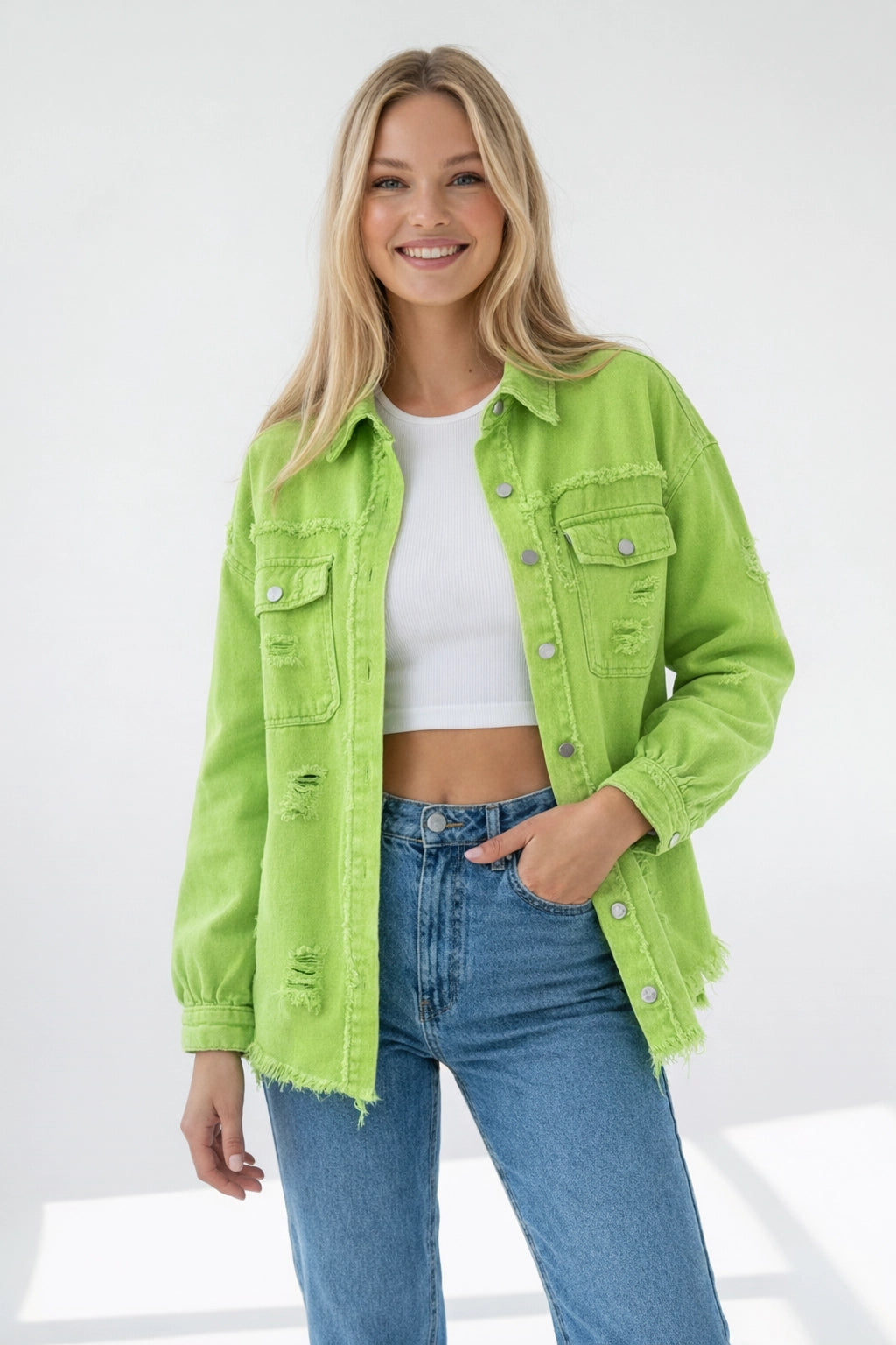 Ripped Shirtjacke für Damen mit lässigem Schnitt