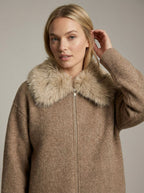 Strickjacke für Damen mit flauschiger Kragen und Reißverschluss