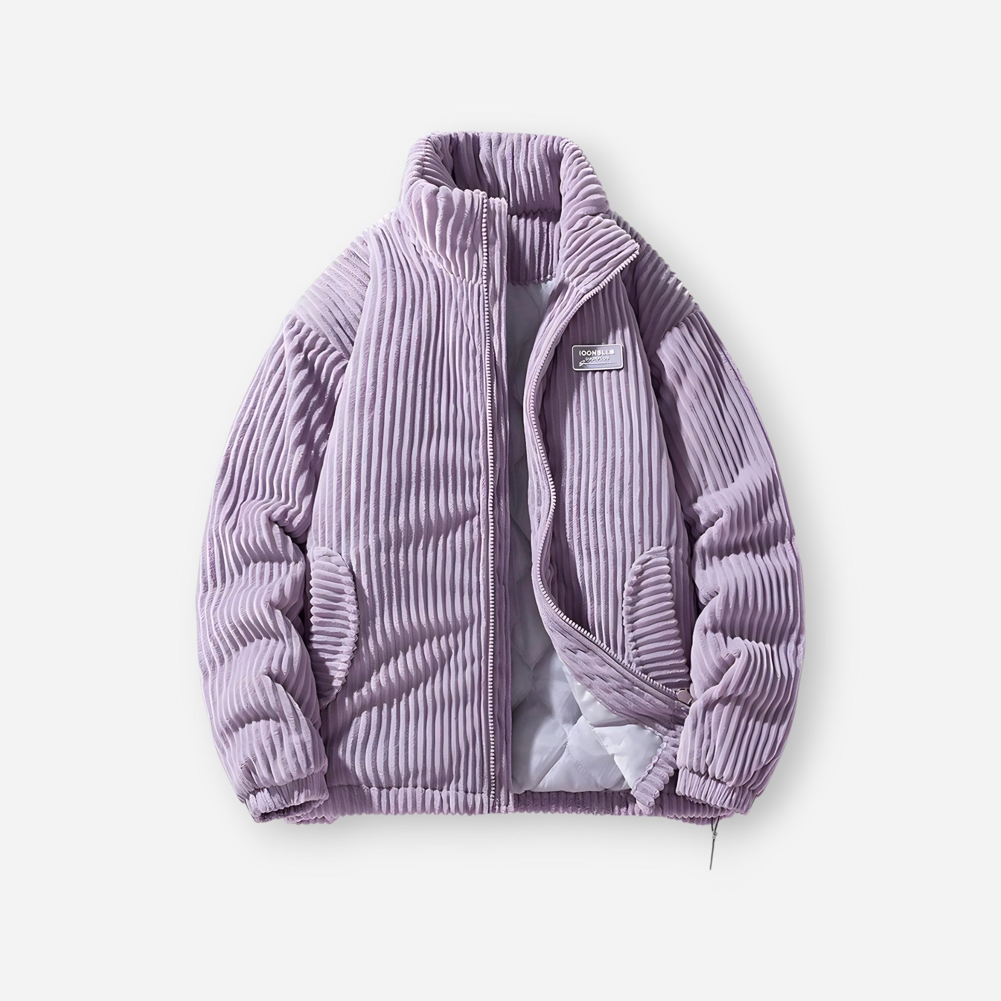 Bequeme Winterjacke aus Cord mit Stehkragen und ohne Kapuze