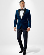 Samtblazer für Herren mit tailliertem Schnitt und Satin-Details