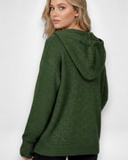 Strickjacke für Damen mit Kapuze und großen schwarzen Knöpfen
