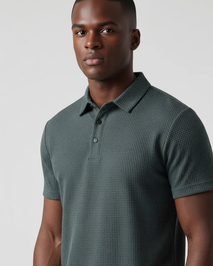 T-Shirt für Herren mit halber Knopfleiste und Polokragen