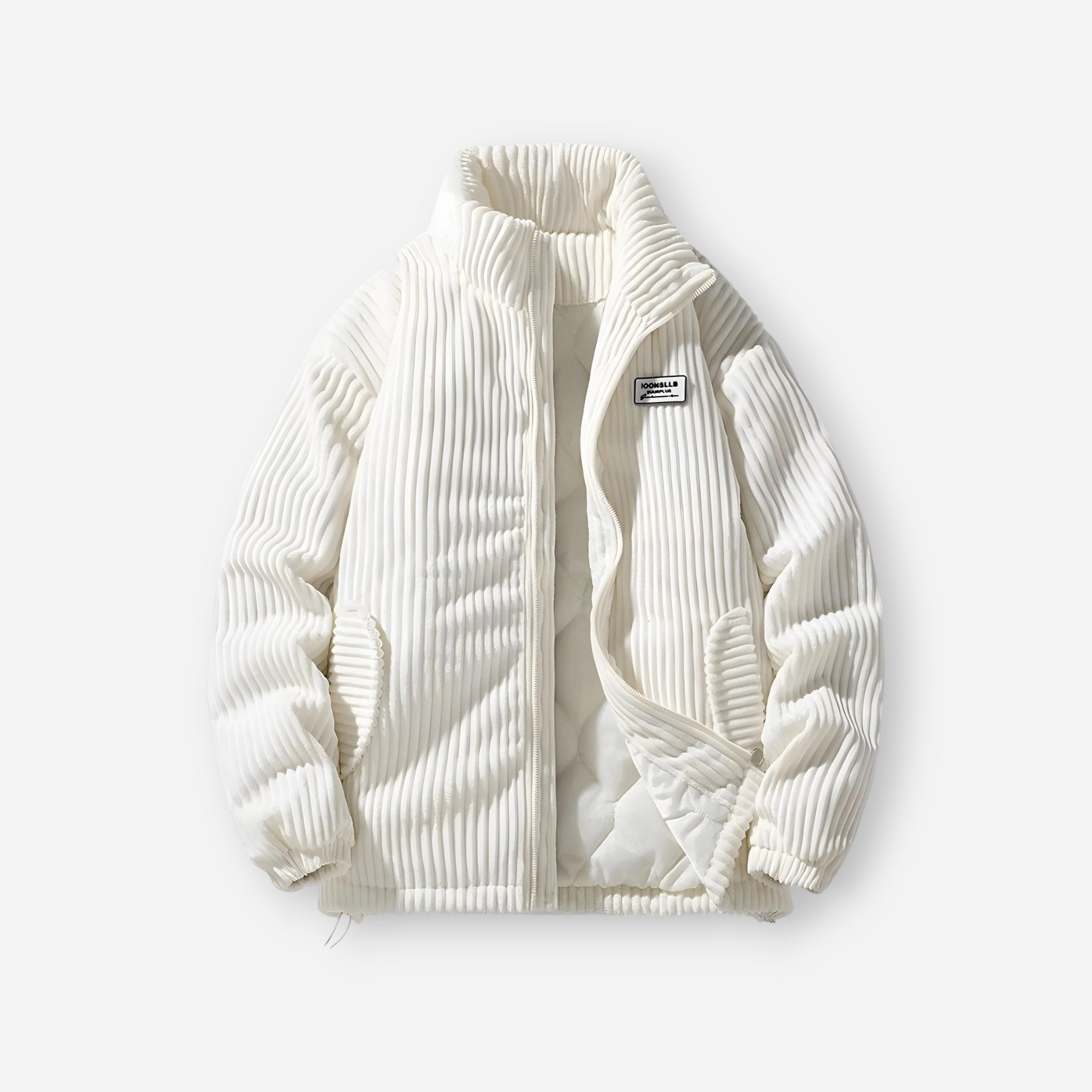 Bequeme Winterjacke aus Cord mit Stehkragen und ohne Kapuze