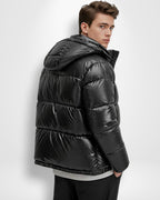 Unisex Pufferjacke in mittellanger Passform mit integrierter Kapuze