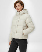 Kurze Steppjacke für Damen mit Kapuze und geradem Schnitt