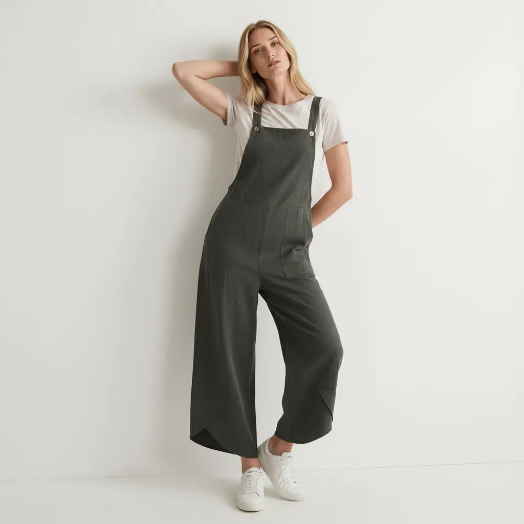 Leichte Latzhose für Damen in weitem Loose Fit