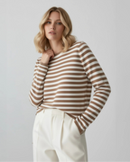 Gestreiftes Langarmshirt für Damen mit Rundhalsausschnitt