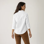 Bluse für Damen mit weitem Stehkragen in geradem Schnitt und 3/4-Ärmeln