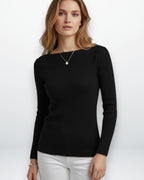 Pullover für Damen mit U-Boot-Ausschnitt und Slim Fit