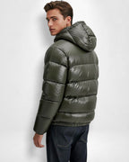 Unisex Pufferjacke in mittellanger Passform mit integrierter Kapuze