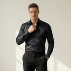 Bügelfreies Slim-Fit langarm Hemd für Herren mit Kragen in einfarbigem Design