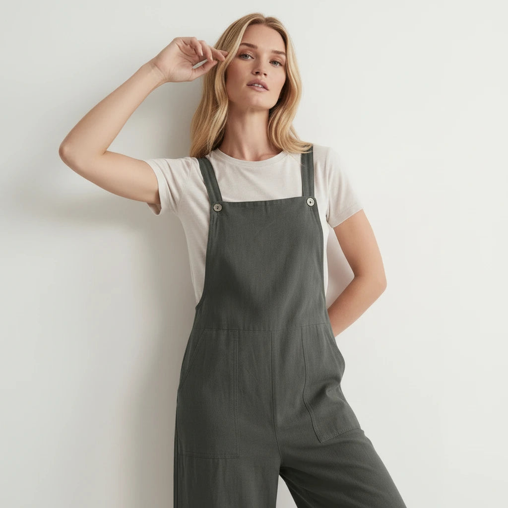 Leichte Latzhose für Damen in weitem Loose Fit