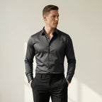 Bügelfreies Slim-Fit langarm Hemd für Herren mit Kragen in einfarbigem Design