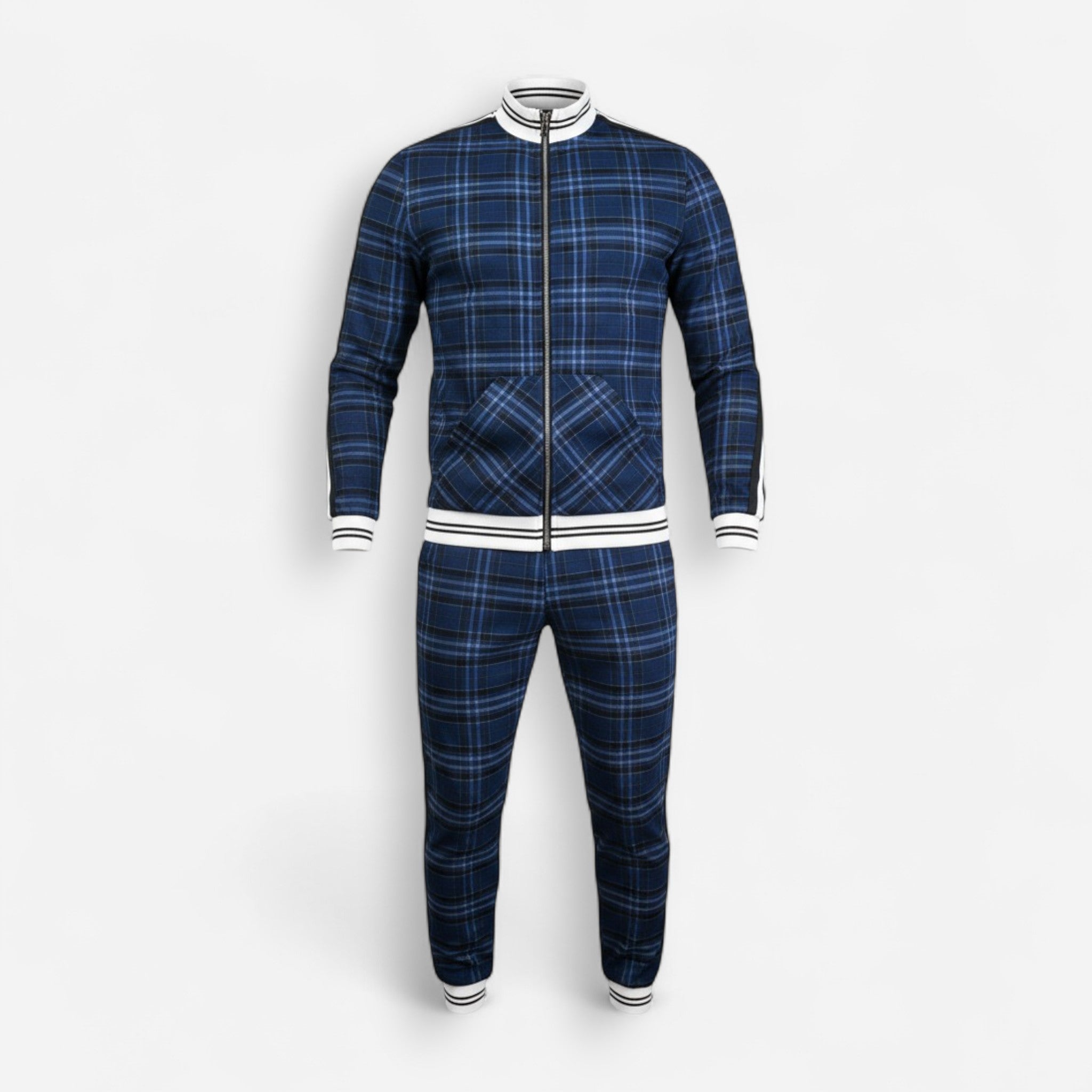 Trainingsanzug für Herren mit hohem Kragen und Rippbündchen