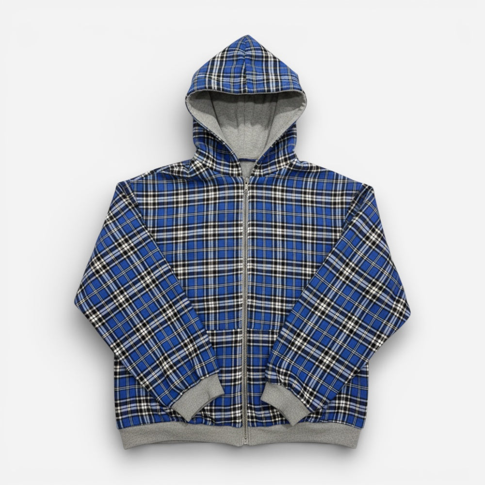 Oversized 2-in-1 Wende-Hoodie mit Karoseite