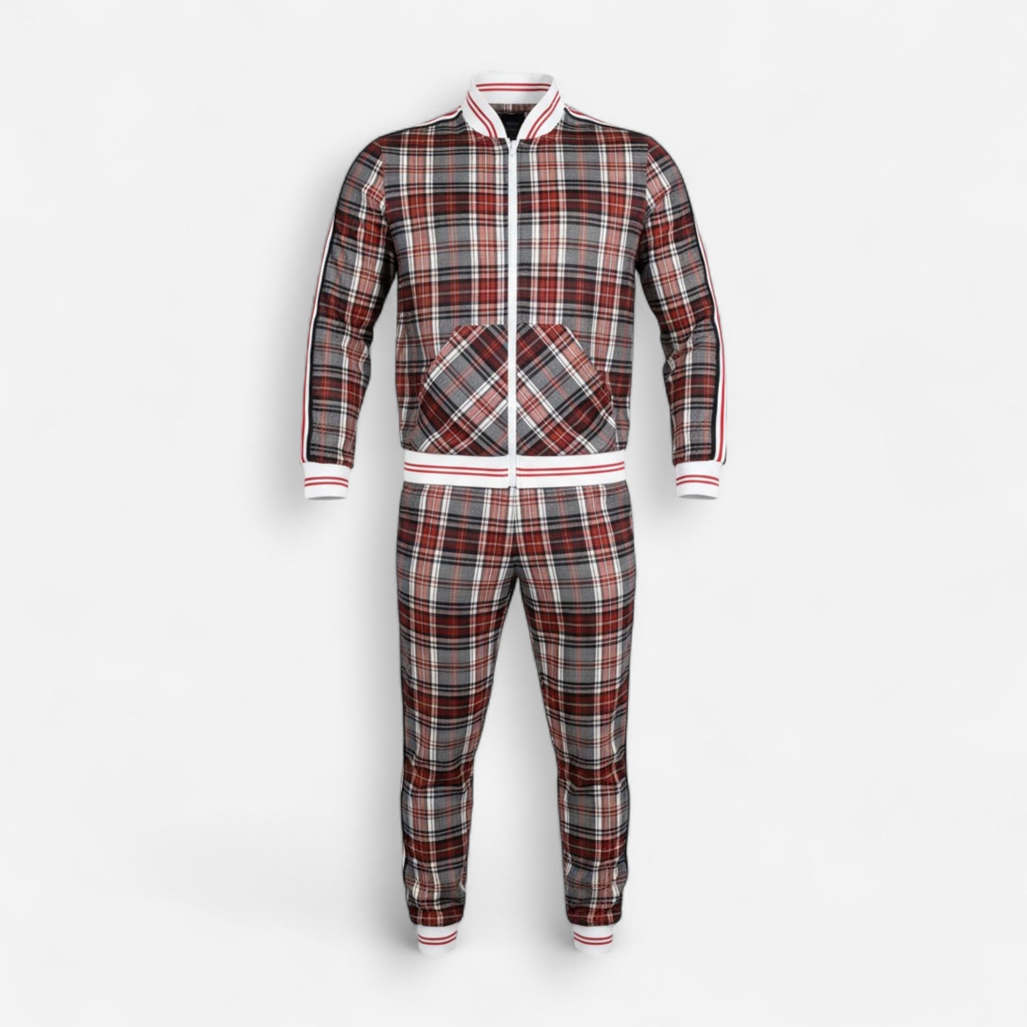 Trainingsanzug für Herren mit hohem Kragen und Rippbündchen