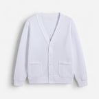 Herren Strickjacke mit V-Ausschnitt und aufgesetzten Seitentaschen – einfarbig