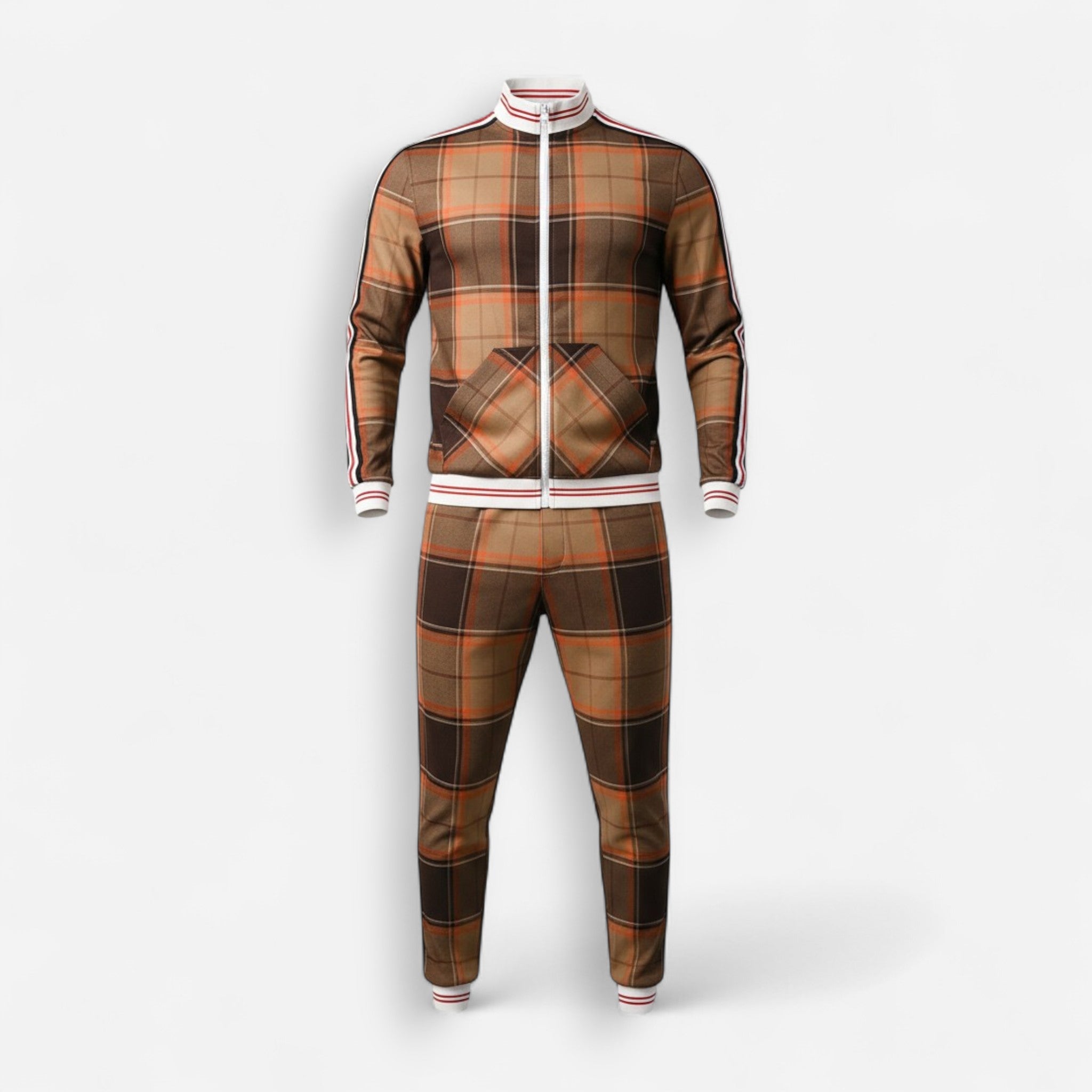 Trainingsanzug für Herren mit hohem Kragen und Rippbündchen