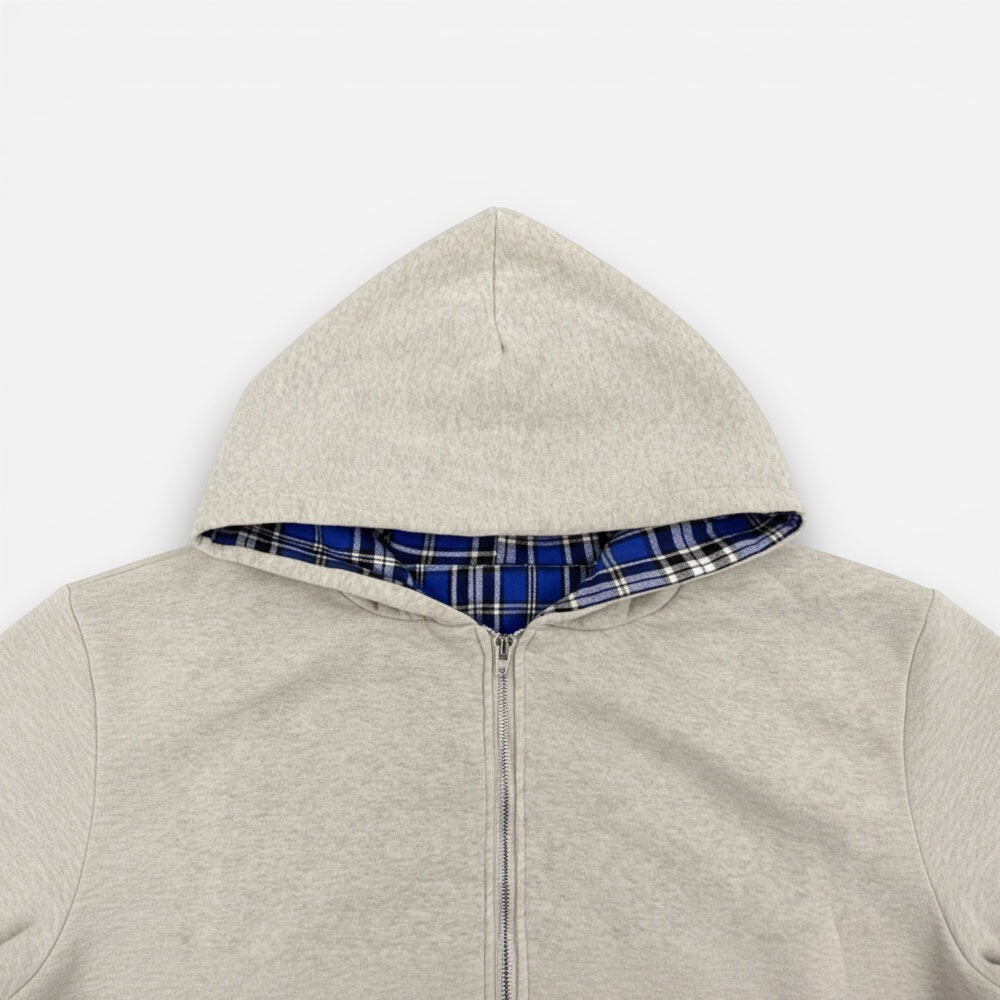 Oversized 2-in-1 Wende-Hoodie mit Karoseite