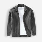 Gerippte Strickjacke für Herren mit hohem Kragen und durchgehendem Reißverschluss
