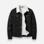 Gefütterte Jeansjacke für Herren mit flauschigem Hemdkragen