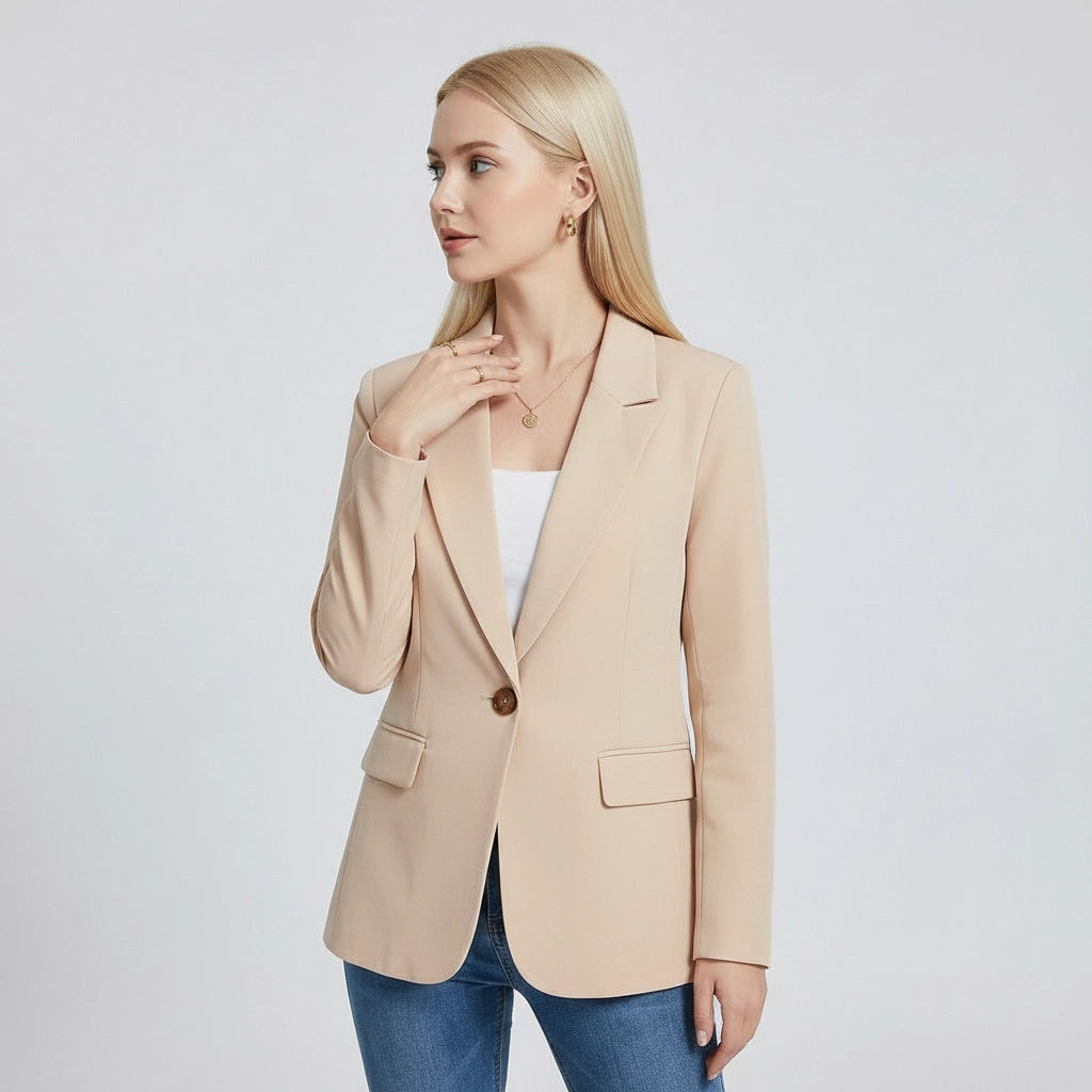 Moderner Blazer für Damen mit Ein-Knopf-Verschluss im geraden Schnitt